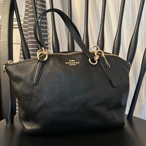 Black COACH leather tote bag in excellent condition. Missing crossbody strap.